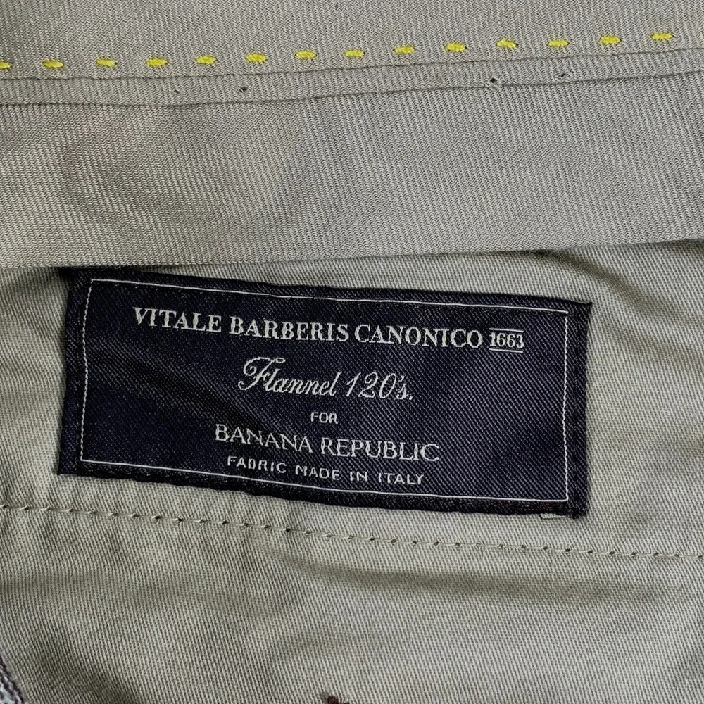 Banana Republic Wool Pant Men 34x33 Vitale Barberis Flannel Houndstooth Check